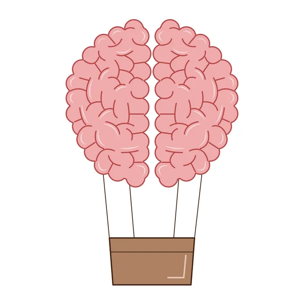 Icona della mongolfiera del cervello umano — Vettoriale Stock