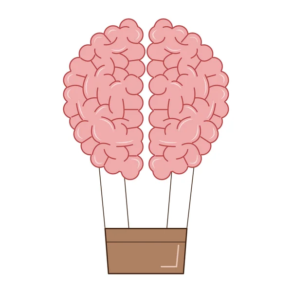 Human brain hot air balloon icon — Stock Vector