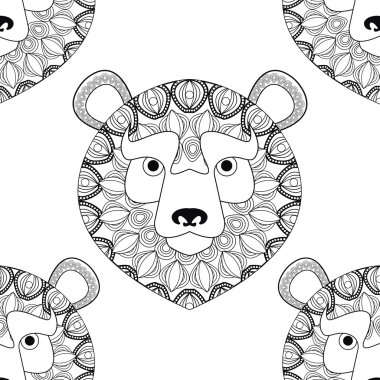 Ayı simgesi. Hayvan ve süs yırtıcı tasarım. Vektör grafiği