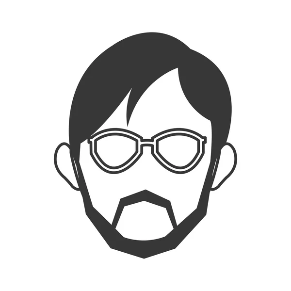 Gesicht des Mannes mit Brille und Bart-Ikone — Stockvektor