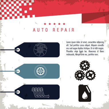 Bölümü simge seti. Otomatik onarım tasarım. Vektör grafiği