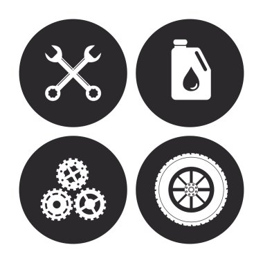 Makine Icon set. Otomatik bölüm tasarım. Vektör grafiği