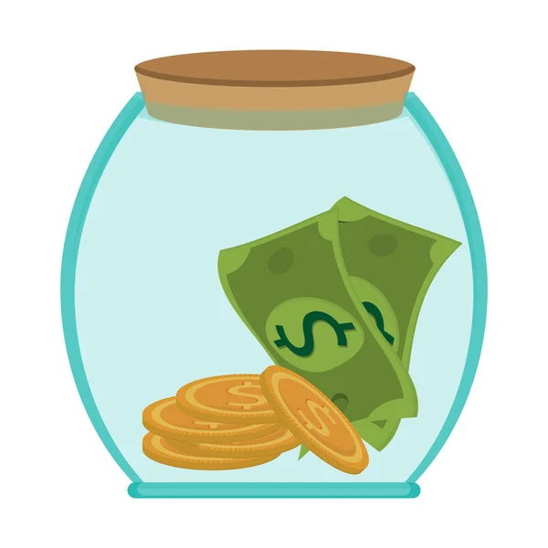 Jar money bill érme üzleti mentése — Stock Vector
