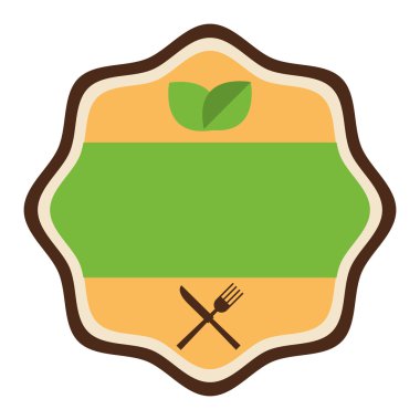 yaprakları ve mutfak eşyaları simgesi olan Restauran amblemi