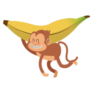 muz çizgi film simgesi ile gülümseyen maymun