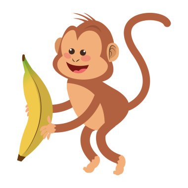 muz çizgi film simgesi ile gülümseyen maymun