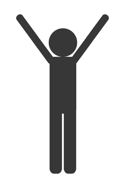 Icono de boceto de personas con manos arriba campeón ganador — Vector de stock