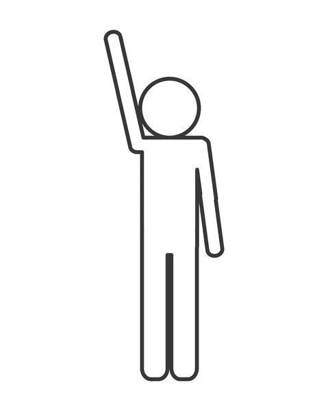 Icono de boceto de personas con manos arriba campeón ganador — Vector de stock