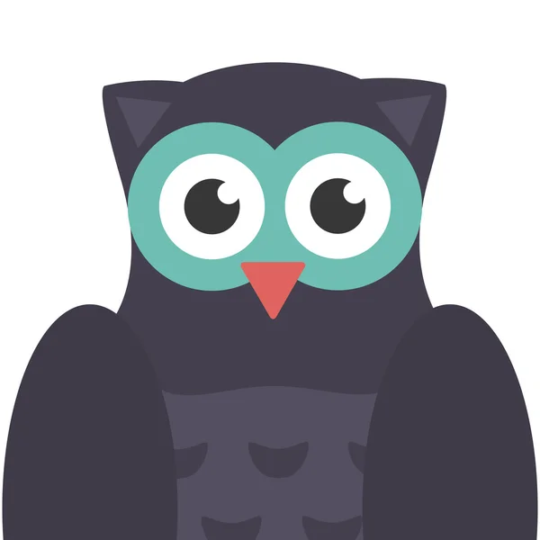 Owl bird icon flat — Stock Vector