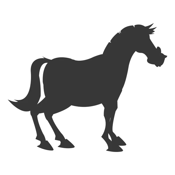 Ikona silueta koně kreslený — Stockový vektor
