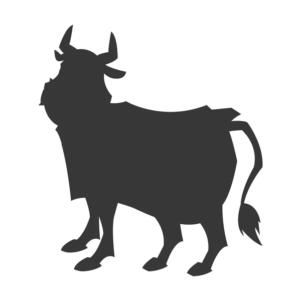 Bull cartoon silhouette icon — Stock Vector