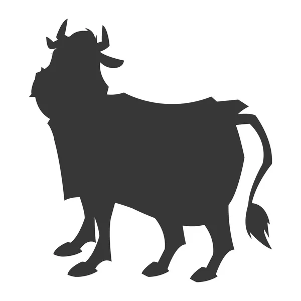 Bull cartoon silhouette ikonen — Stock vektor