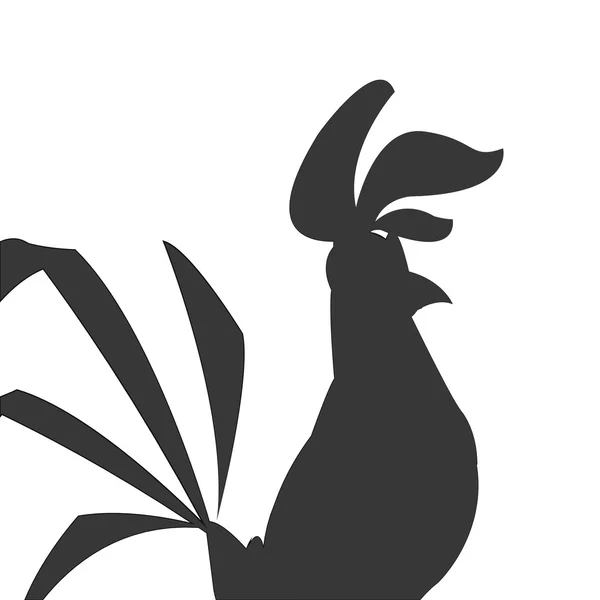 Rooster cartoon silhouette icon — Stock Vector