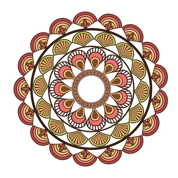 Línea decorativa multicolor circular mandala icono — Archivo Imágenes Vectoriales