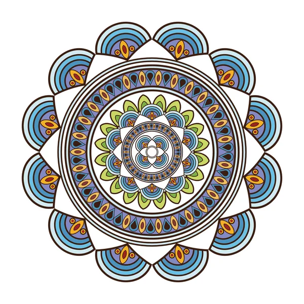 Línea decorativa multicolor circular mandala icono — Archivo Imágenes Vectoriales