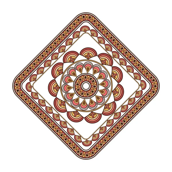 Línea decorativa multicolor cuadrado mandala icono — Archivo Imágenes Vectoriales