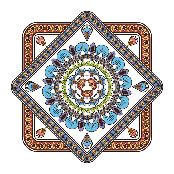 Línea decorativa multicolor cuadrado mandala icono — Archivo Imágenes Vectoriales