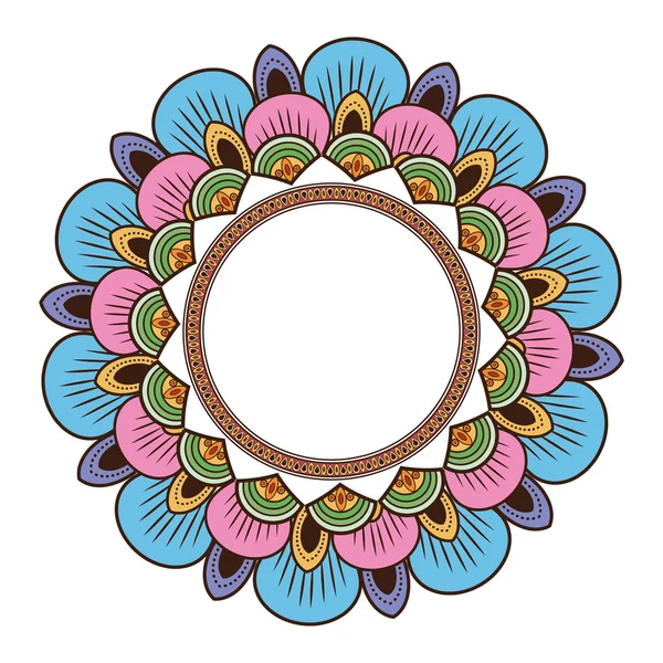 Circulaire multicolore ligne décorative mandala icône — Image vectorielle