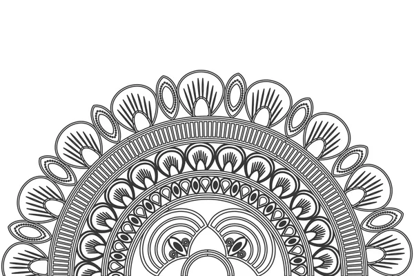 Circulaire decoratieve lijn halve mandala pictogram — Stockvector
