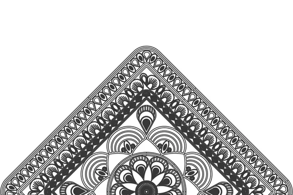 Linha decorativa triangular meia mandala ícone — Vetor de Stock