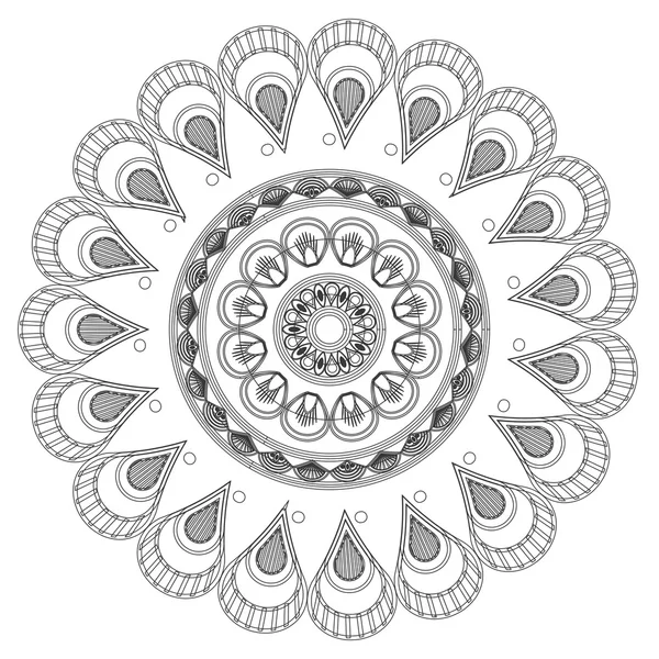 Redondo petali como línea decorativa mandala icono — Archivo Imágenes Vectoriales