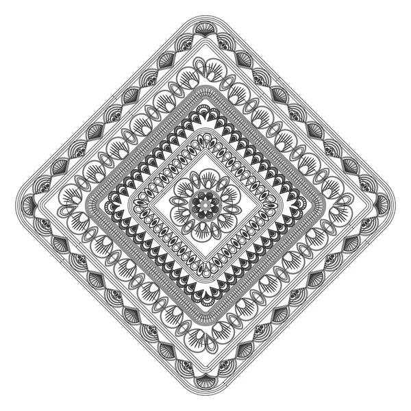 Squared decorative line mandala icon — Stock Vector