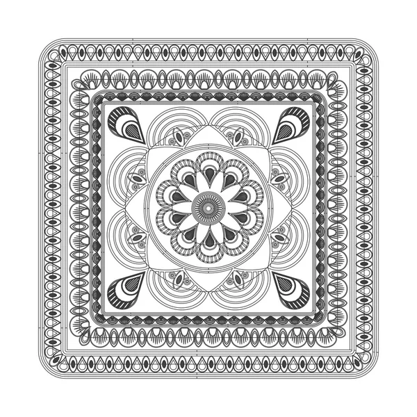 Línea decorativa cuadrada mandala icono — Archivo Imágenes Vectoriales