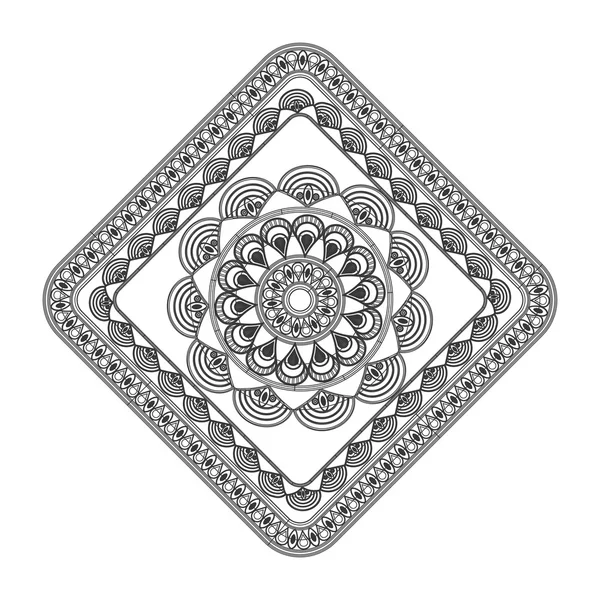 Quadrado decorativo linha mandala ícone — Vetor de Stock