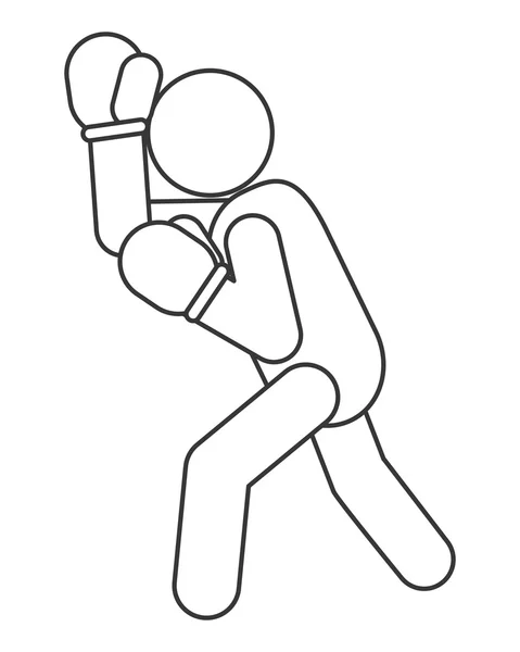 Boxning person piktogram ikon — Stock vektor