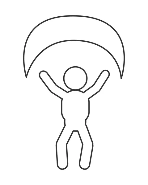 Pessoa com ícone de pictograma de paraquedas — Vetor de Stock