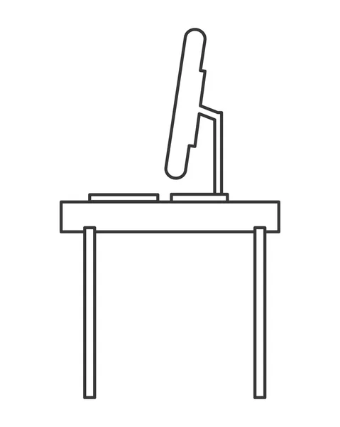 Schreibtisch mit Computer-Profil-Symbol — Stockvektor