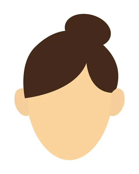 Femme sans visage avec icône de portrait de chignon élevé — Image vectorielle