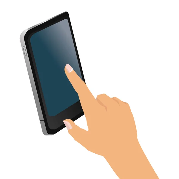 Hand met cellphone pictogram — Stockvector