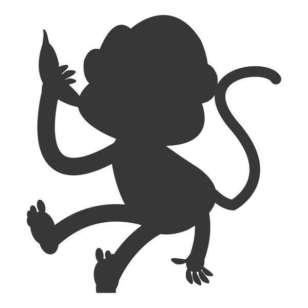 Maymun çizgi film simgesi siluet — Stok Vektör