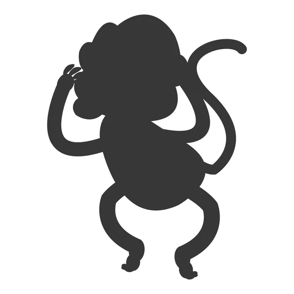 Scimmia cartone animato icona silhouette — Vettoriale Stock