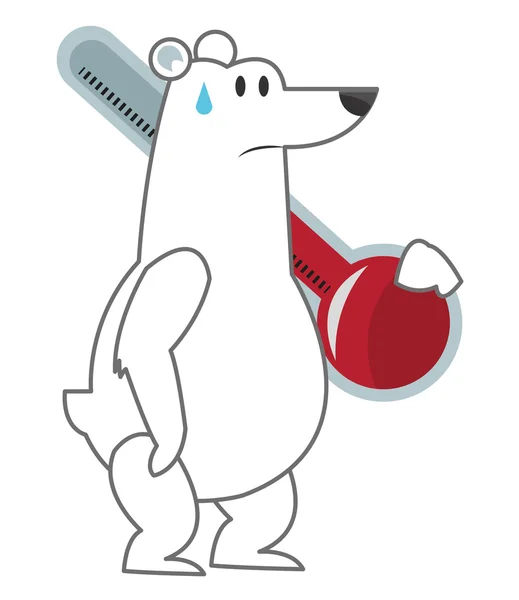 Polar bear holding thermometer icon — Stock Vector