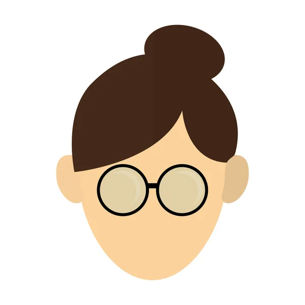 Mujer con el pelo arriba y gafas icono — Vector de stock