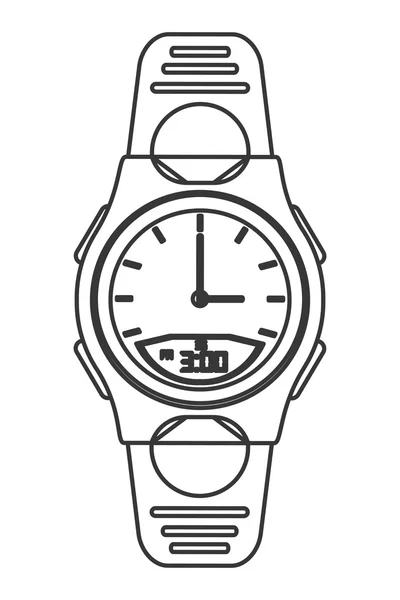 Moderne analoge horloge pictogram lijn ontwerp — Stockvector