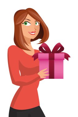 hediye kutusu ile yay simgesi tutan kadın