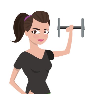 kadın dumbbell simgesi kaldırma fitness kıyafeti ile
