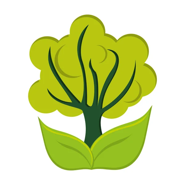 Zöld fa lapos ikon — Stock Vector