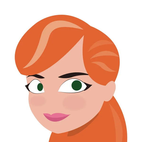 Rosto do ícone de mulher de cabelo vermelho — Vetor de Stock