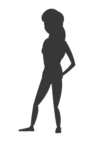 Kadın fitness kıyafet simgesi siluet ile — Stok Vektör
