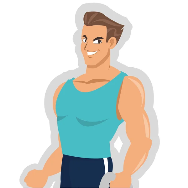 Homme avec icône de tenue de fitness — Image vectorielle