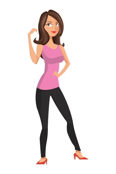 Femme maigre avec icône haut rose — Image vectorielle