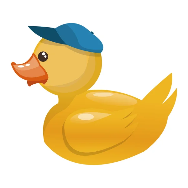 Juguete pato de goma con icono de sombrero azul — Archivo Imágenes Vectoriales