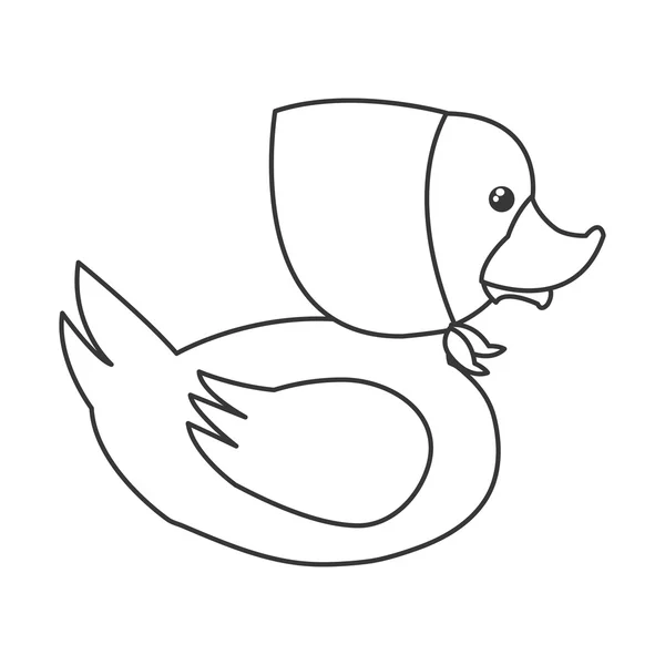 Brinquedo pato de borracha com ícone de arco — Vetor de Stock
