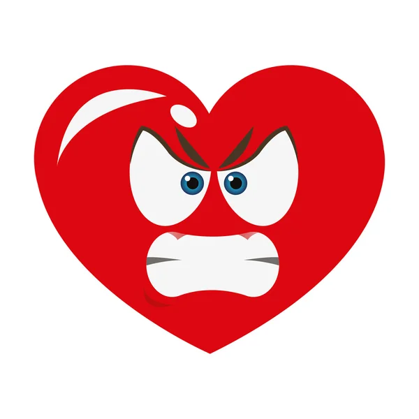 Εικονίδιο καρτούν θυμωμένος καρδιά — Διανυσματικό Αρχείο