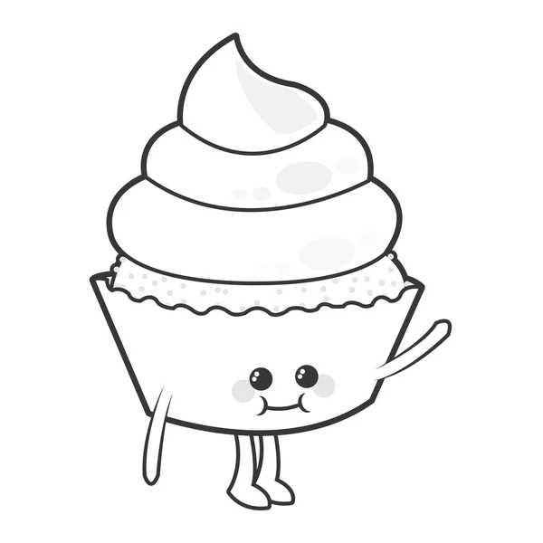 Kawaii cupcake leuke taart pictogram — Stockvector