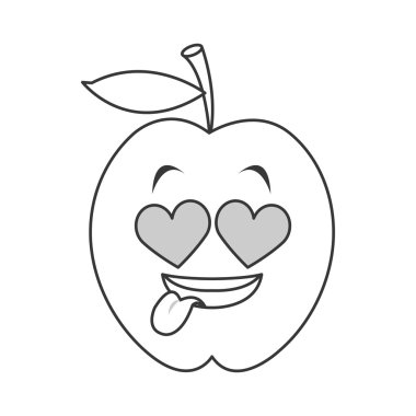 kalp gözleri elma çizgi film simgesi